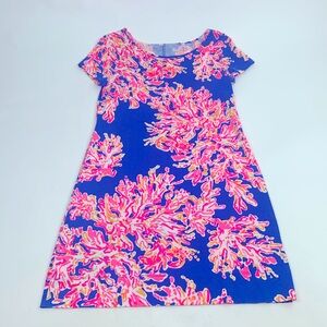 Lilly Pulitzer Floral cap sleeve midi dress Neon pink blue orange white